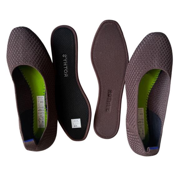 Rothy's Max Square Ballet Flats in Maple (Mocha Mousse Color) Micro Check Size 8 - Picture 4 of 7